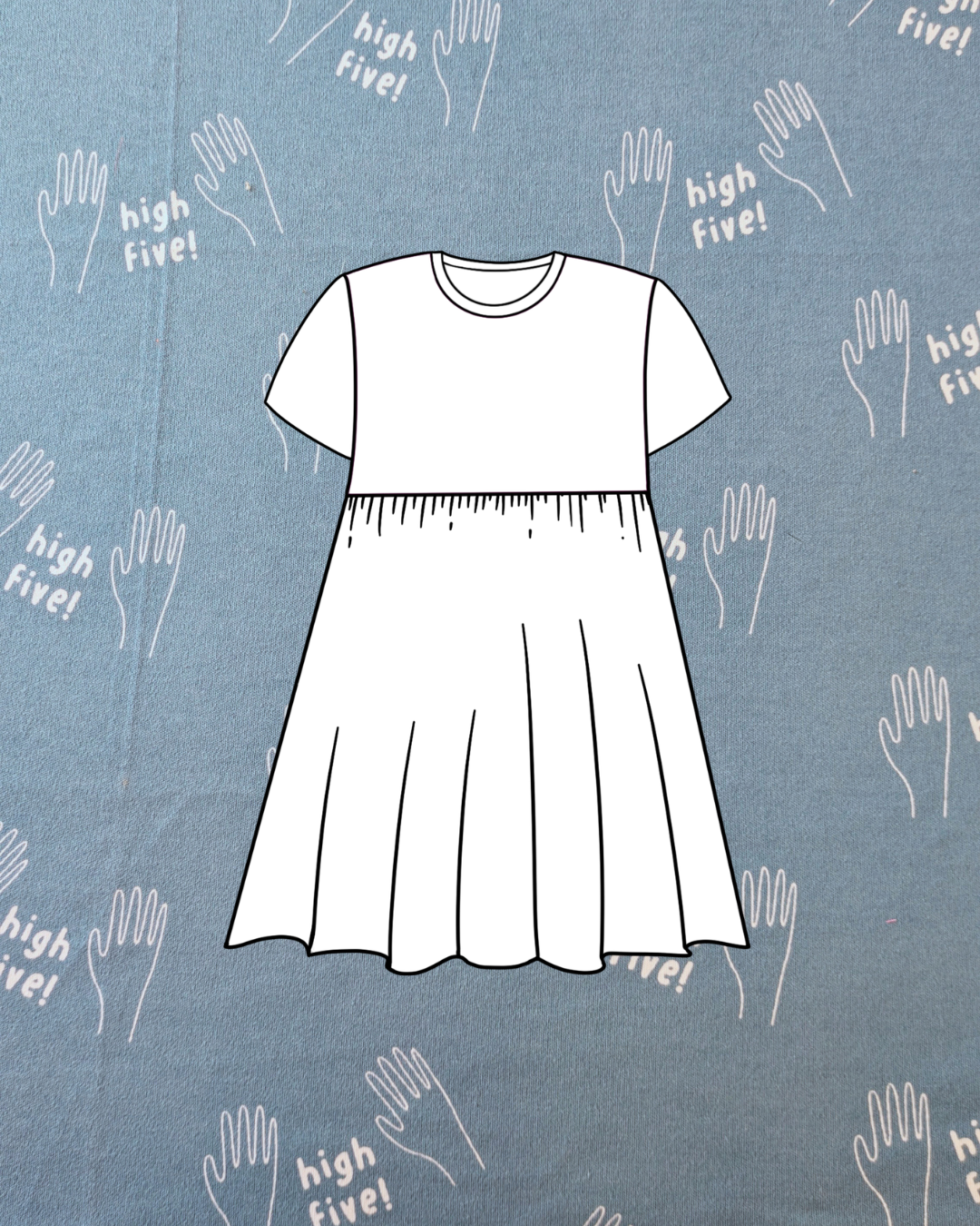 High Five Print Cotton Jersey Fabric Denim-pinclothing.co.uk-pinclothing.co.uk
