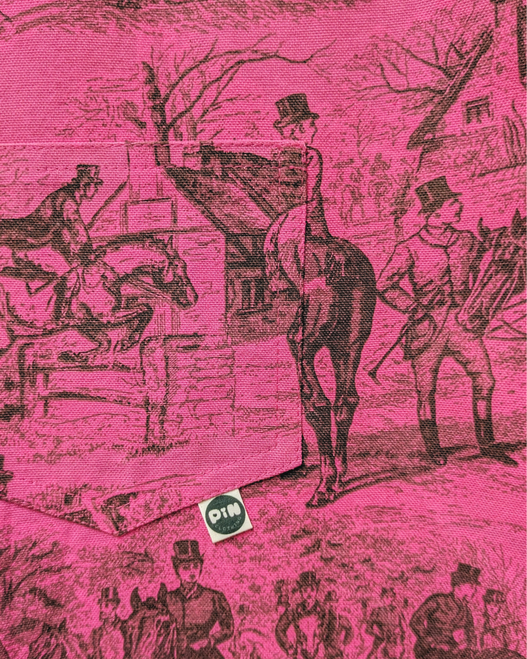 Pink Pastoral Horses Dungaree Dress-pinclothing.co.uk-pinclothing.co.uk