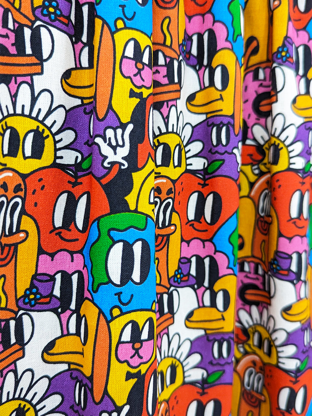 Cartoon Capers Print High Waisted Skirt SUPER SECONDS SALE (OS)-Pin Clothing-pinclothing.co.uk