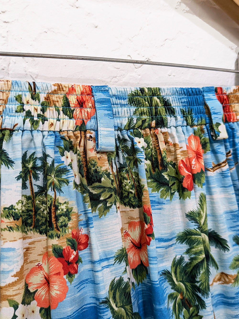 Hawaiian Print Wide Leg Shorts SUPER SECONDS SALE (OS)-Pin Clothing-pinclothing.co.uk