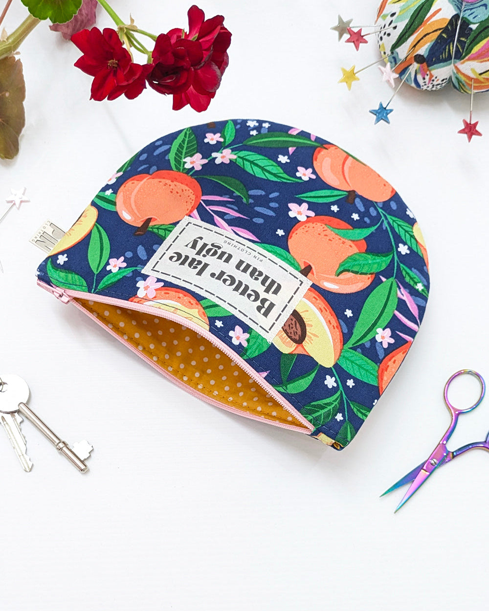 Peaches Zippered Pouch SUPER SECONDS SALE (OS)-Pin Clothing-pinclothing.co.uk