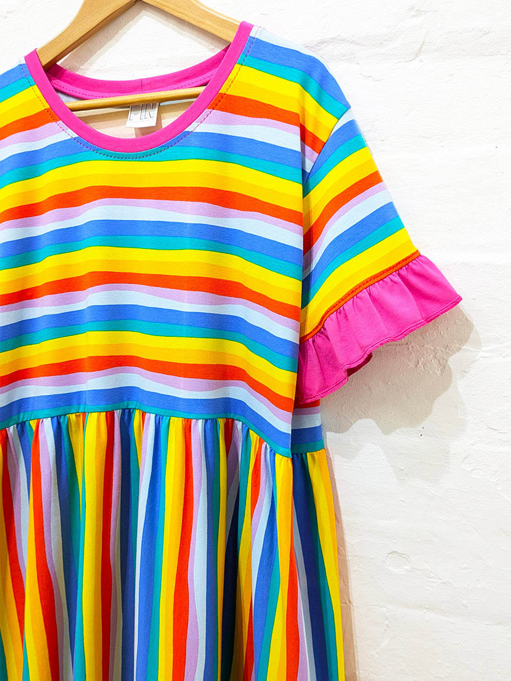 Rainbow Stripe Smock Dress-Pin Clothing-pinclothing.co.uk