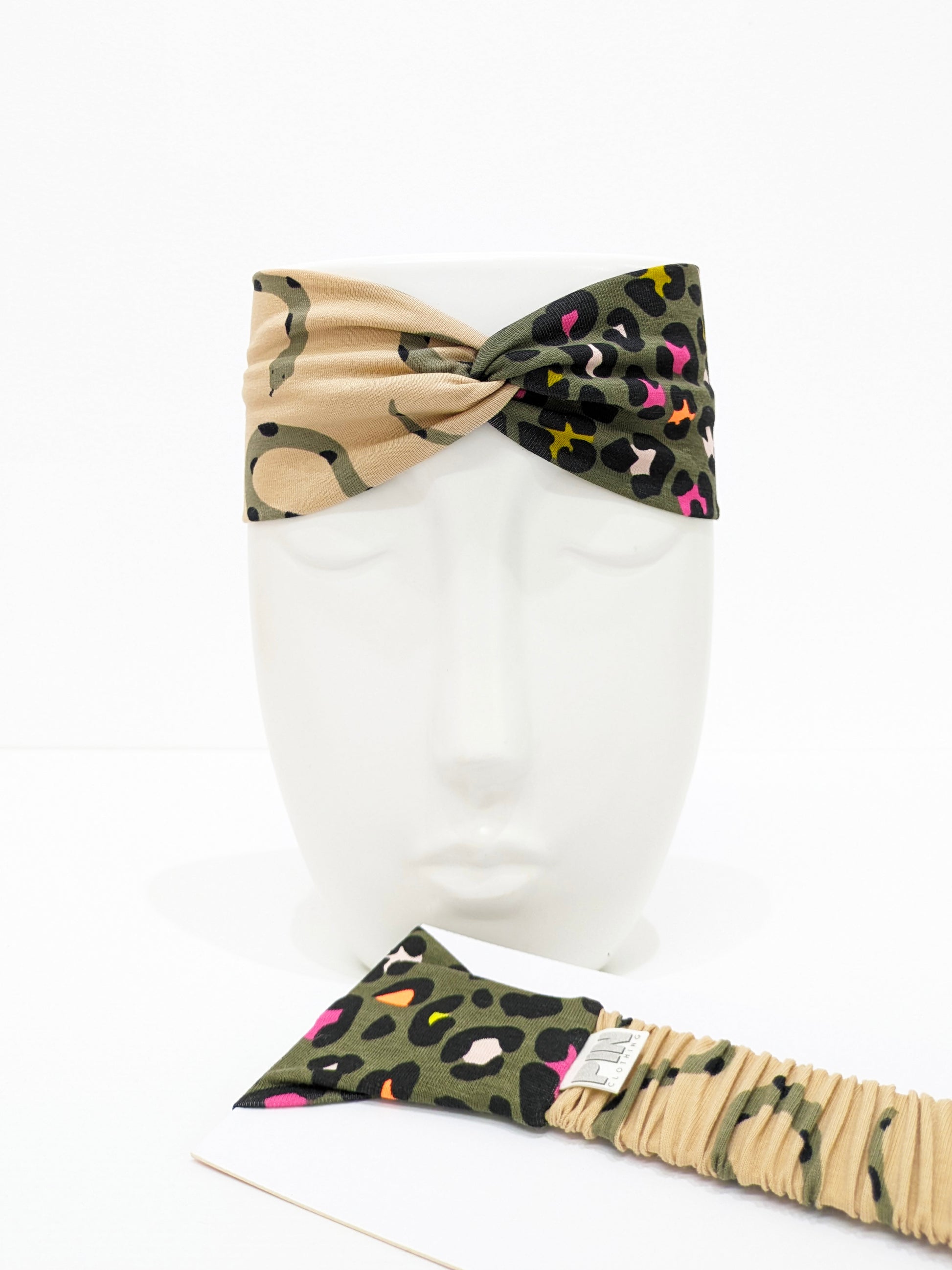 Desert Snakes x Neon Leopard Twist Headband SUPER SECONDS SALE (MD)-Pin Clothing-pinclothing.co.uk