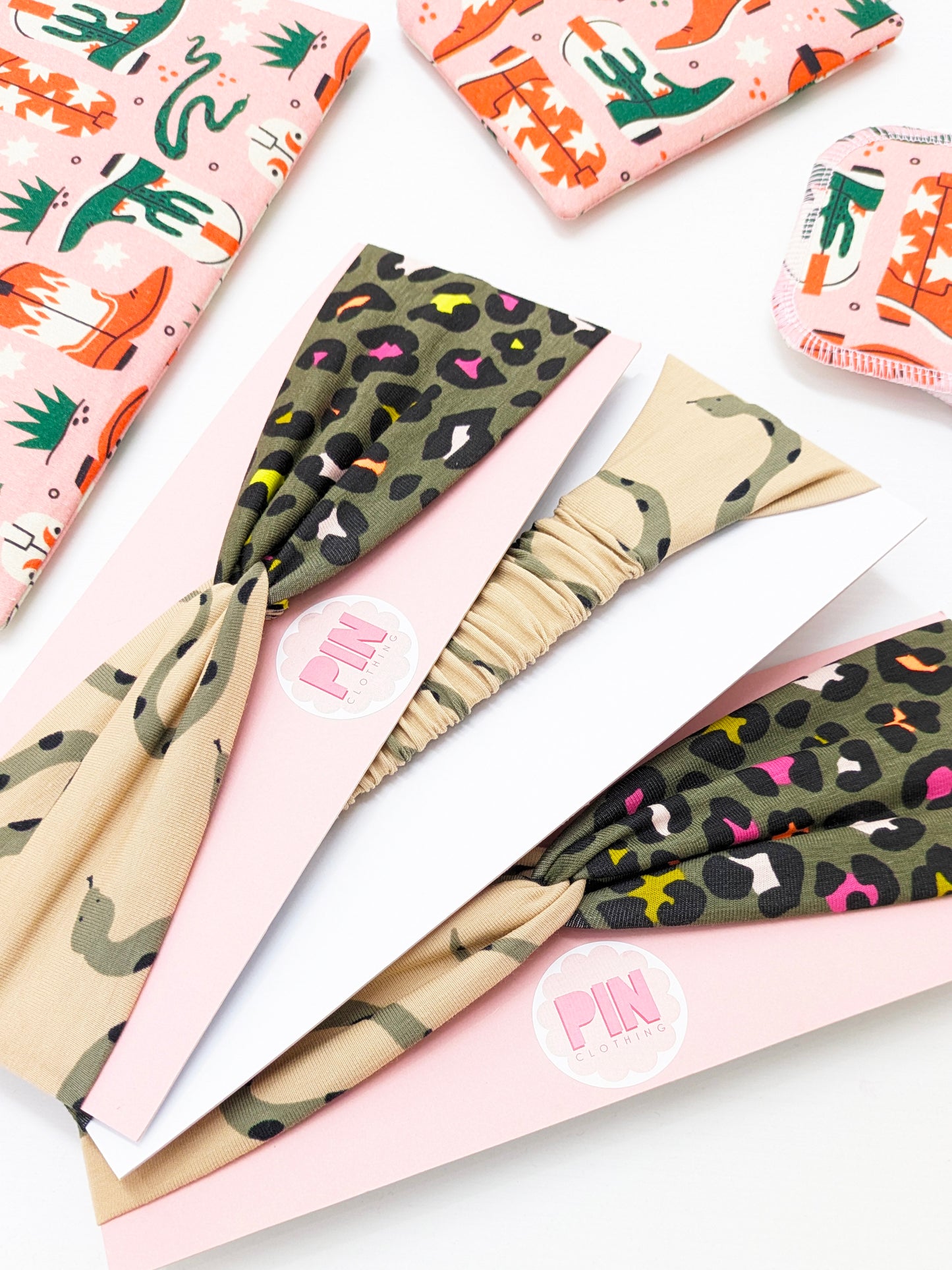 Desert Snakes x Neon Leopard Twist Headband SUPER SECONDS SALE (MD)-Pin Clothing-pinclothing.co.uk