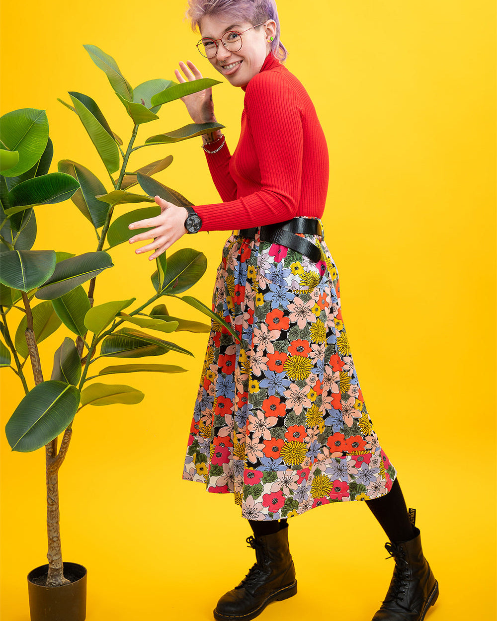 The Retro Bloom Pocket Skirt-pinclothing.co.uk-pinclothing.co.uk