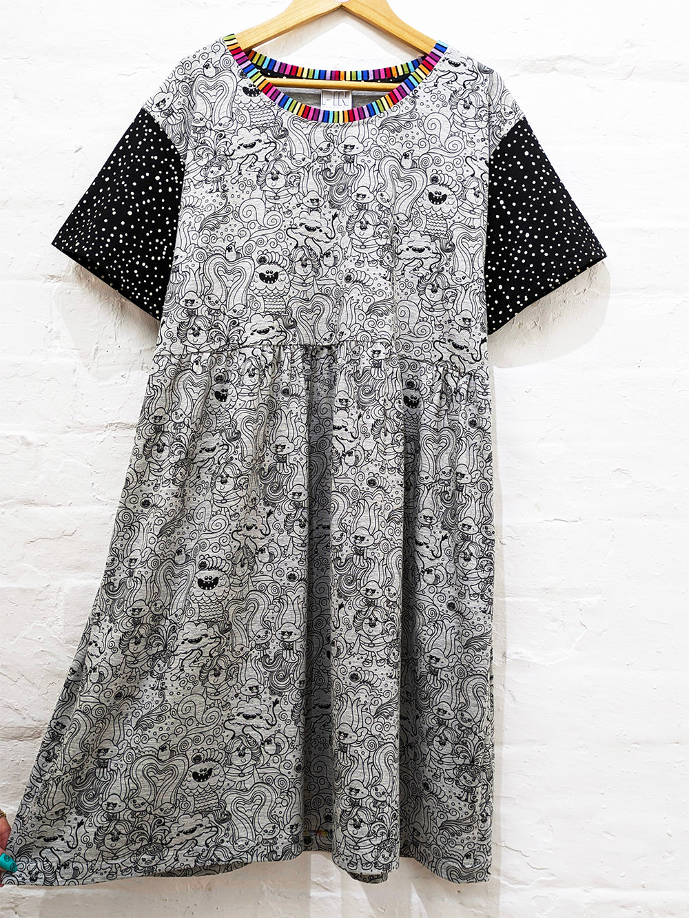 Trolls Patchwork Smock Dress SUPER SECONDS SALE (OS)-Pin Clothing-pinclothing.co.uk