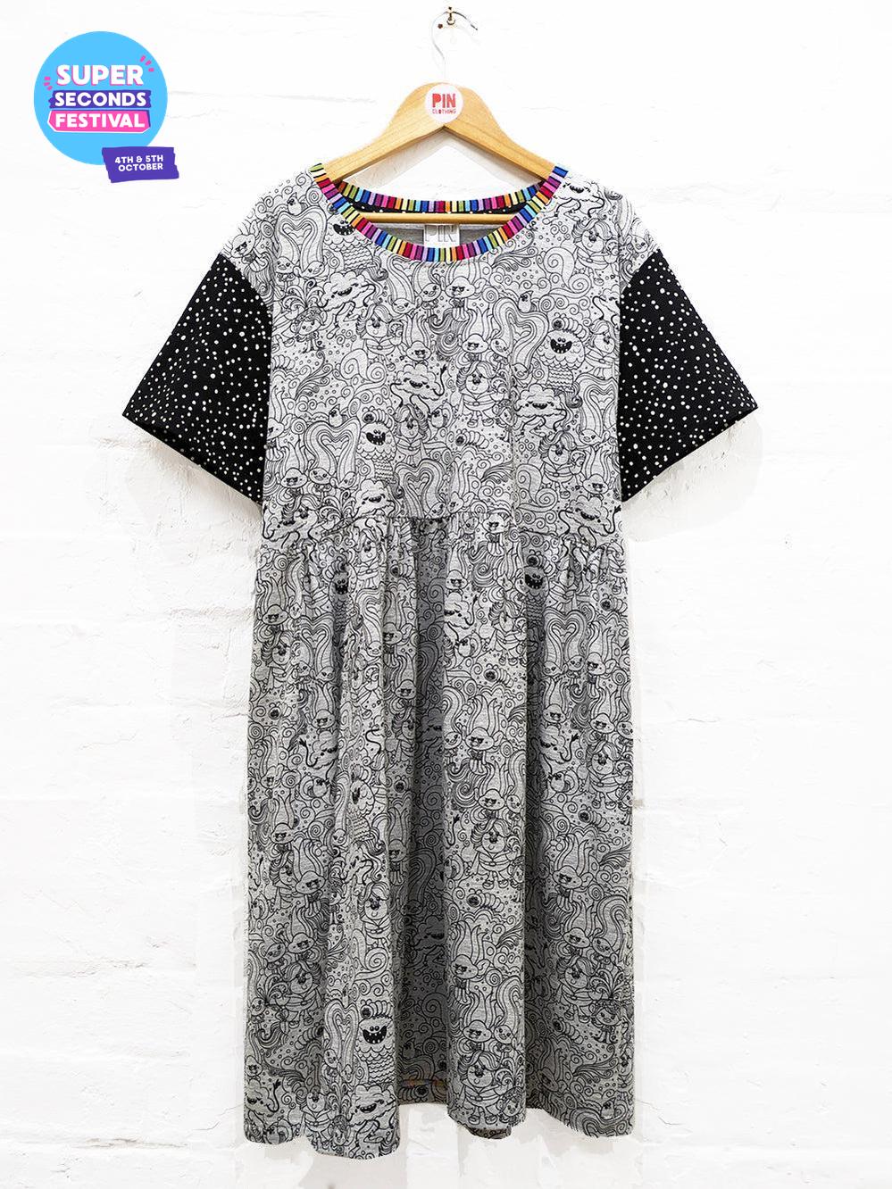 Trolls Patchwork Smock Dress SUPER SECONDS SALE (OS)-Pin Clothing-pinclothing.co.uk