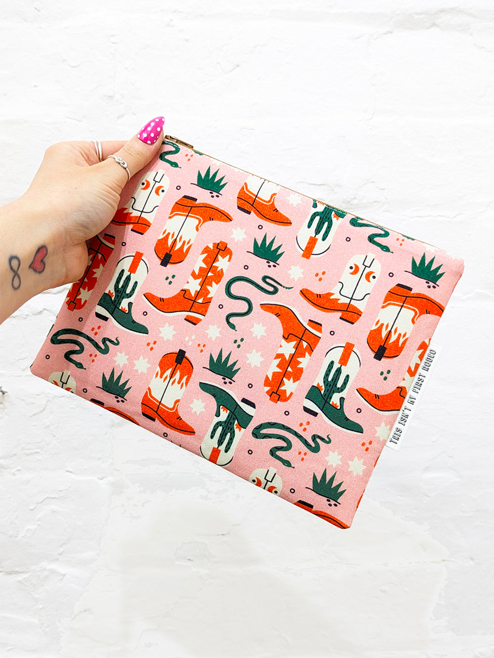 'Wild West' Zippered Pouch SUPER SECONDS SALE (OS)-Pin Clothing-pinclothing.co.uk
