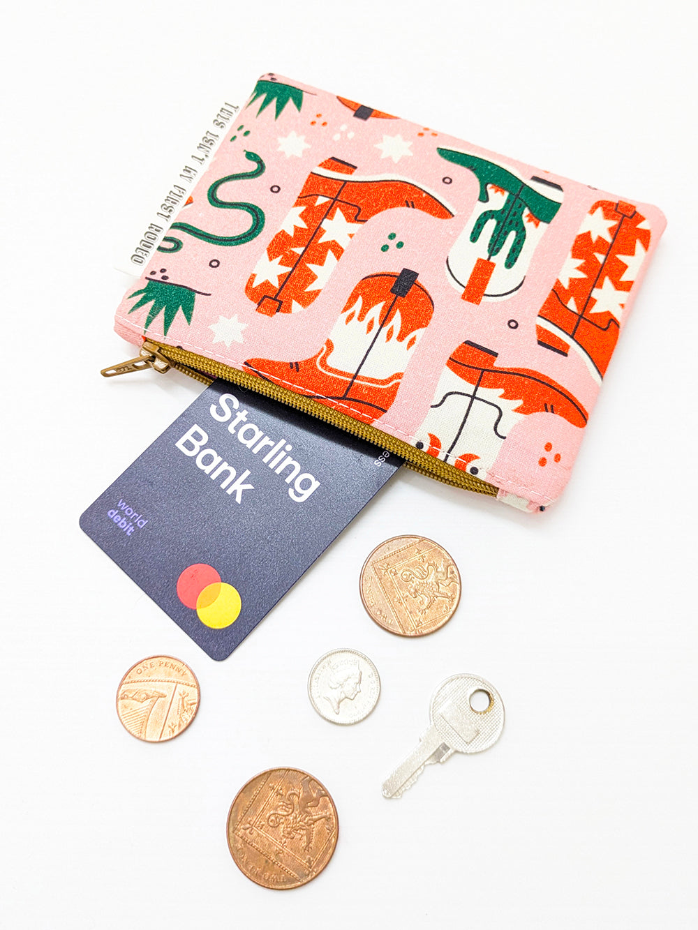 'Wild West' Zippered Pouch SUPER SECONDS SALE (OS)-Pin Clothing-Coin Purse-pinclothing.co.uk