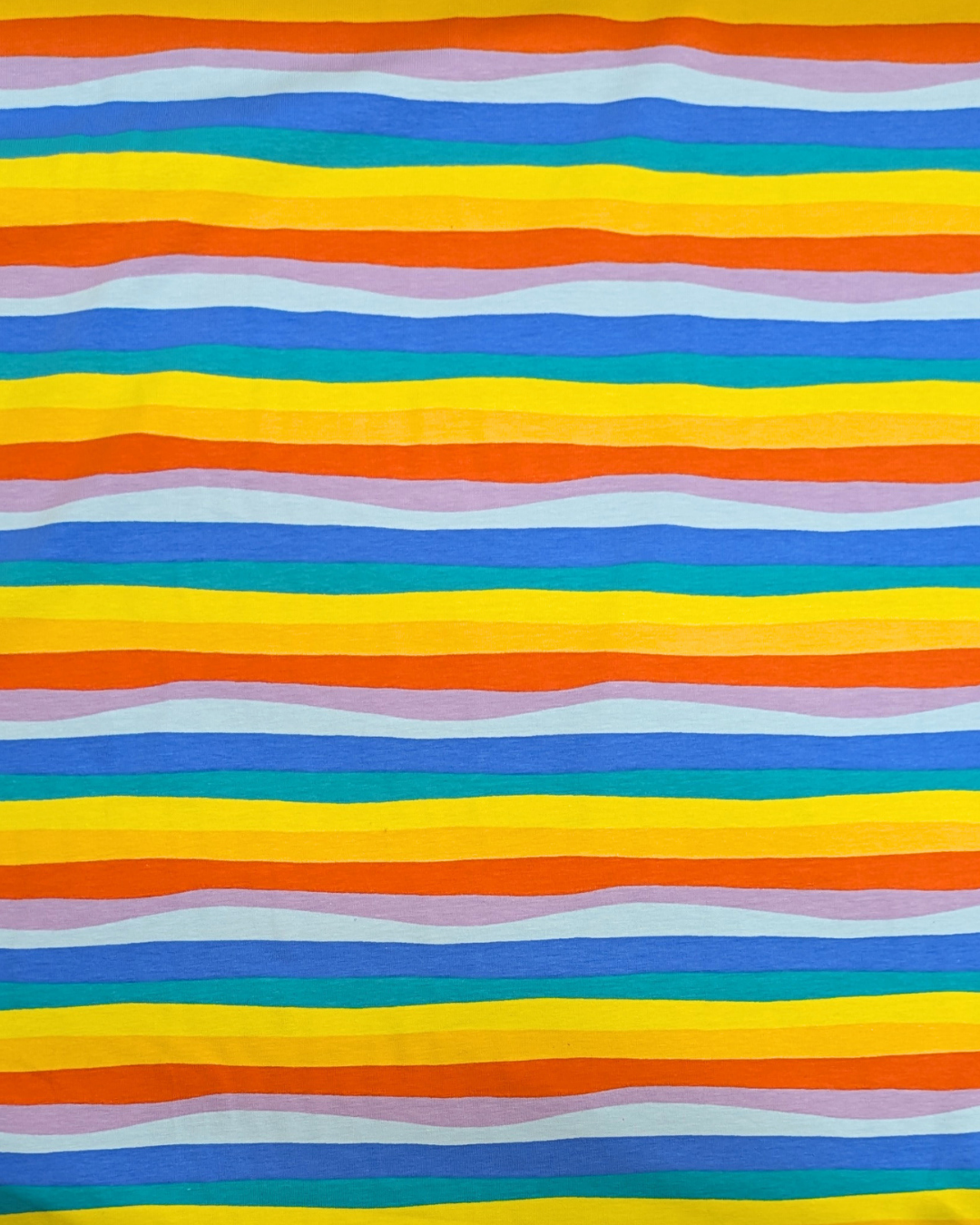 Wavy Rainbow Stripe Printed Cotton Jersey