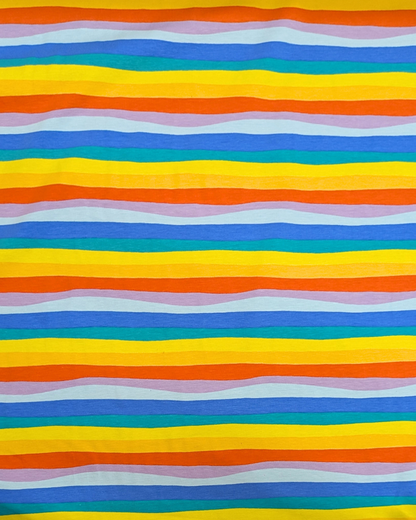 Wavy Rainbow Stripe Printed Cotton Jersey