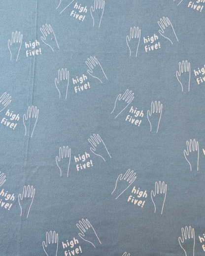 High Five Print Cotton Jersey Fabric Denim-pinclothing.co.uk-pinclothing.co.uk