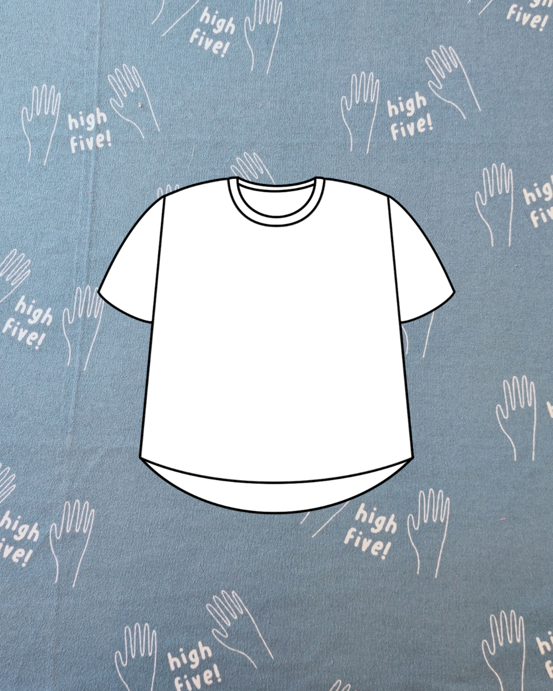 High Five Print Cotton Jersey Fabric Denim-pinclothing.co.uk-pinclothing.co.uk