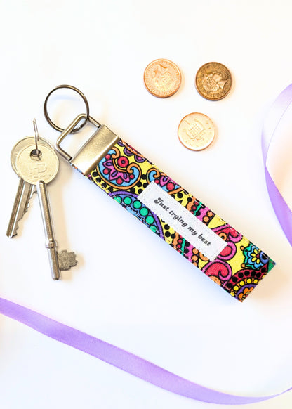 Rainbow Paisley Wristlet Keyring-pinclothing.co.uk-pinclothing.co.uk