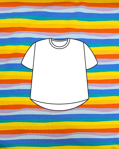 Wavy Rainbow Stripe Printed Cotton Jersey