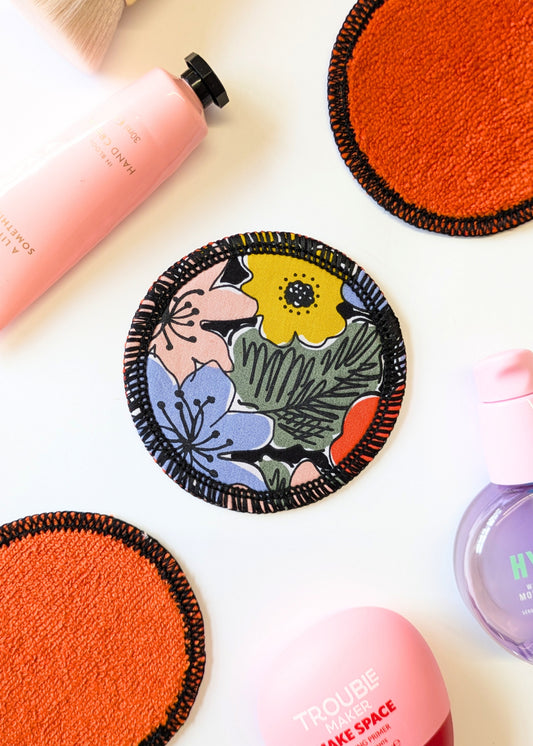 Retro Bloom Print Reusable Cotton Face Pads-pinclothing.co.uk-pinclothing.co.uk