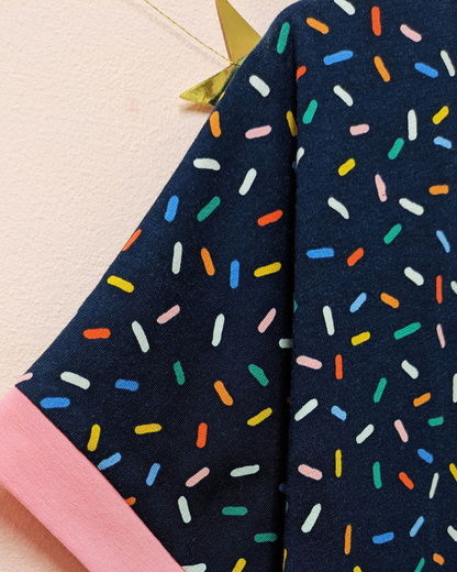 Navy Sprinkles Boxy Top Size 16 - 18-pinclothing.co.uk-pinclothing.co.uk