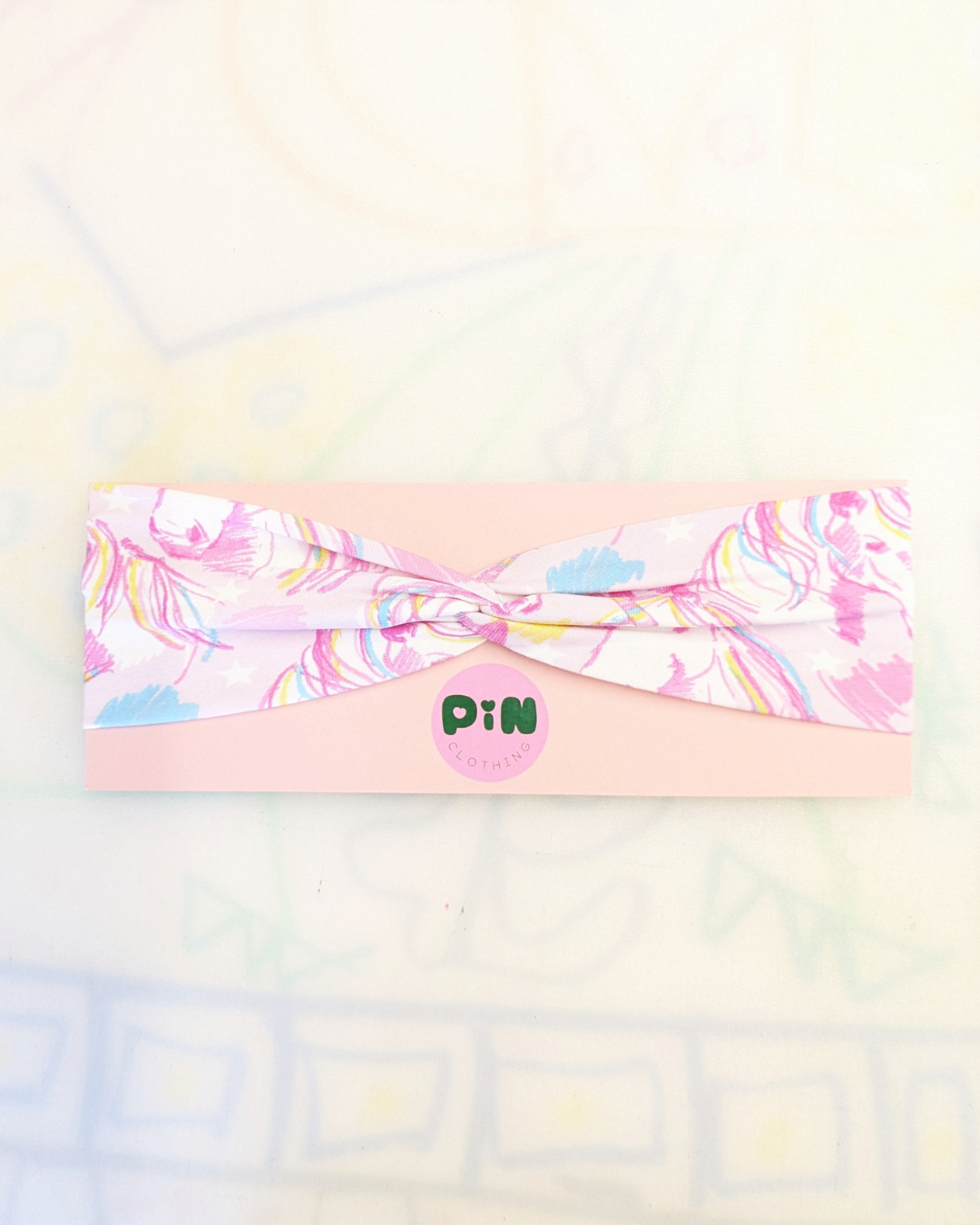 Pink Unicorn Stretch Twist Headband SUPER SECONDS (OOAK)