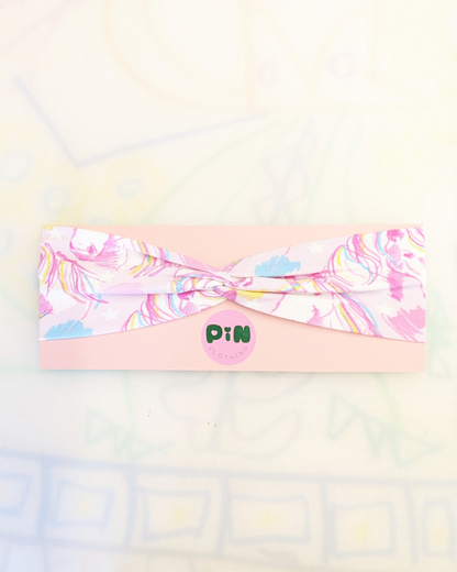 Pink Unicorn Stretch Twist Headband SUPER SECONDS (OOAK)