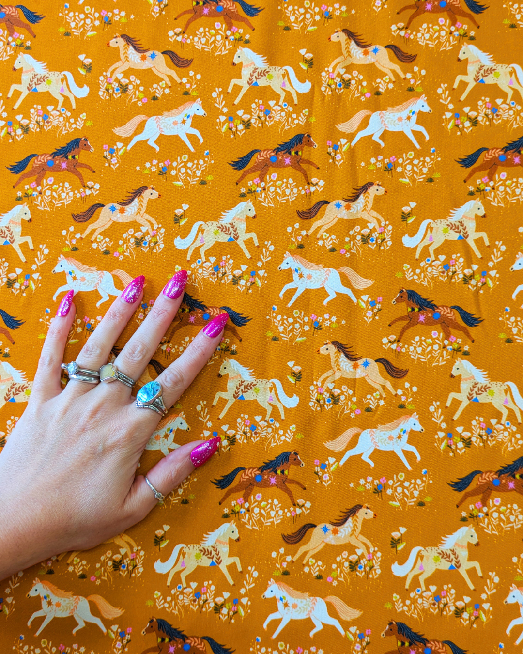 Desert Moon Wild Horses Printed Cotton-pinclothing.co.uk-pinclothing.co.uk