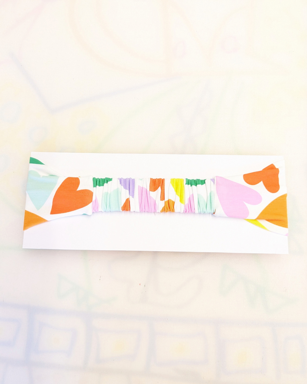 Rainbow Hearts Stretch Twist Headband SUPER SECONDS (OOAK)