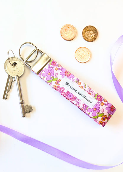 Blush Floral Wristlet Keyring-pinclothing.co.uk-pinclothing.co.uk