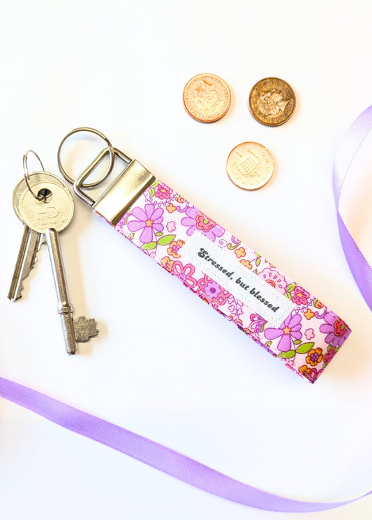 Blush Floral Wristlet Keyring-pinclothing.co.uk-pinclothing.co.uk