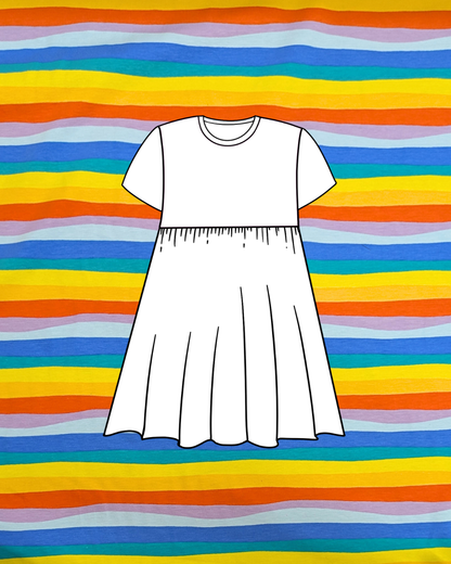 Wavy Rainbow Stripe Printed Cotton Jersey