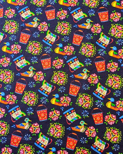 Bohemian Waters Navy Floral Printed Cotton-pinclothing.co.uk-pinclothing.co.uk