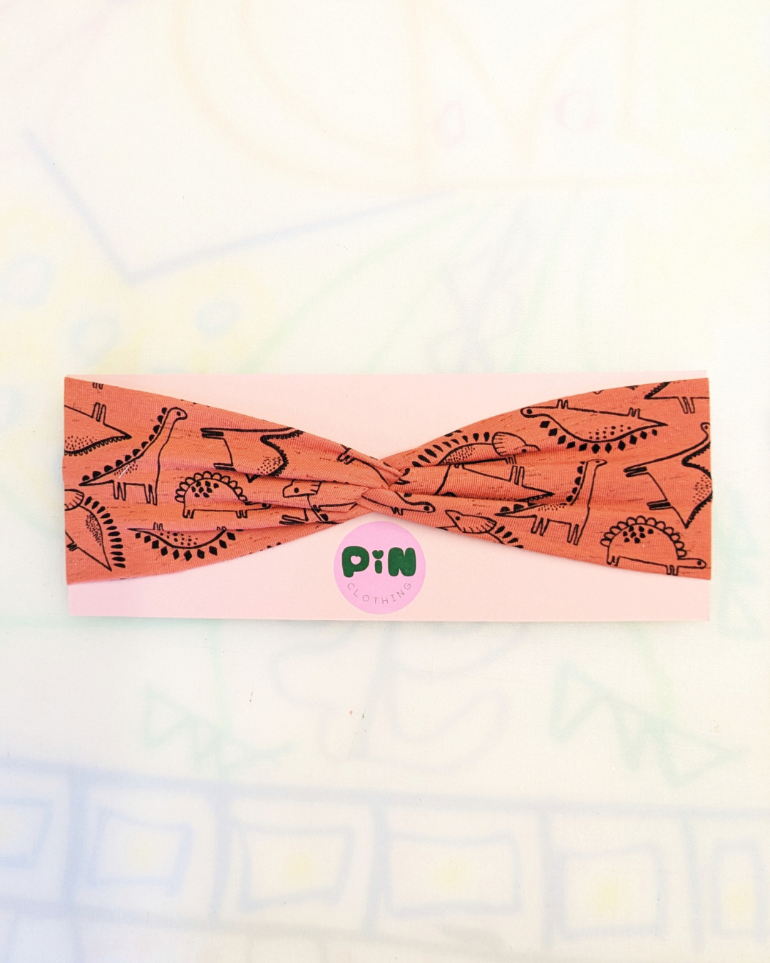 Rust Dinosaurs Stretch Twist Headband SUPER SECONDS (OOAK)