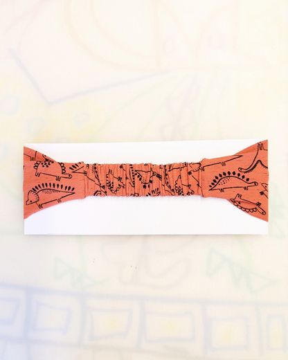 Rust Dinosaurs Stretch Twist Headband SUPER SECONDS (OOAK)