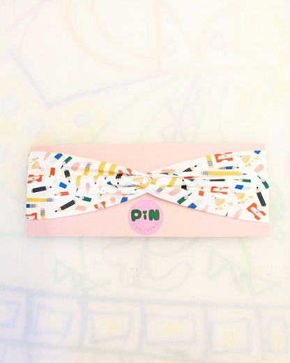 Stationery Lover Stretch Twist Headband SUPER SECONDS (OOAK)