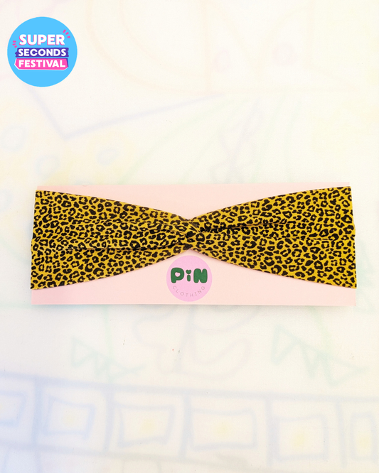 Mustard Leopard Stretch Twist Headband SUPER SECONDS (OOAK)-pinclothing.co.uk-pinclothing.co.uk