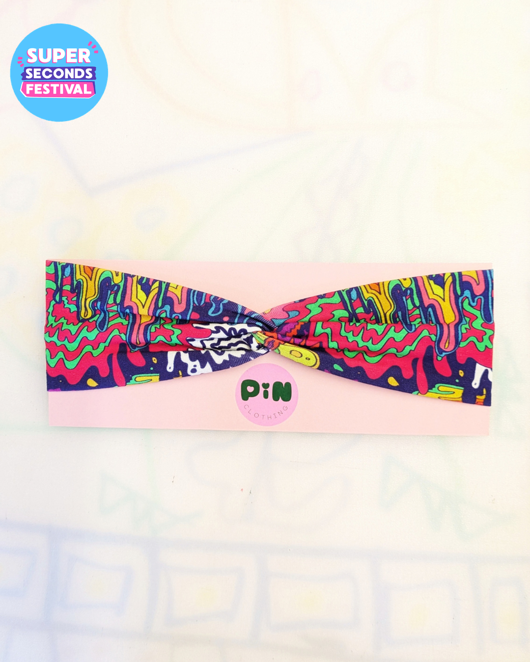 Trippy Rainbow Drip Stretch Twist Headband SUPER SECONDS (OOAK)-pinclothing.co.uk-pinclothing.co.uk