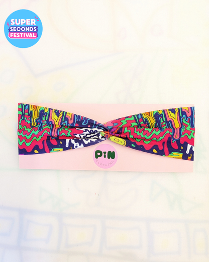 Trippy Rainbow Drip Stretch Twist Headband SUPER SECONDS (OOAK)-pinclothing.co.uk-pinclothing.co.uk