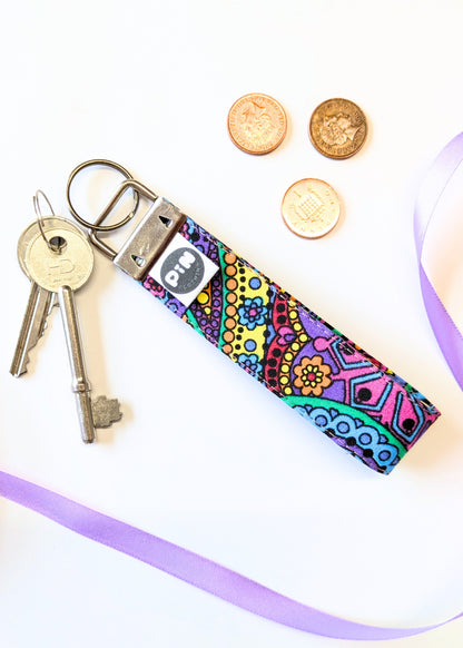Rainbow Paisley Wristlet Keyring-pinclothing.co.uk-pinclothing.co.uk