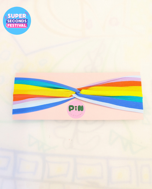 Rainbow Stripe Stretch Twist Headband SUPER SECONDS (OOAK)-pinclothing.co.uk-pinclothing.co.uk