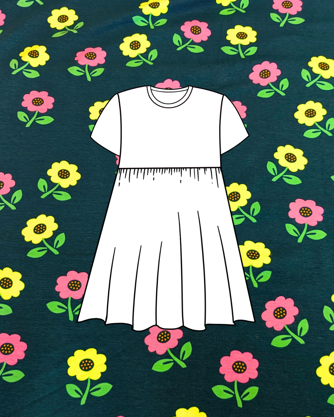 Neon Daisy Cotton Jersey Fabric-pinclothing.co.uk-pinclothing.co.uk