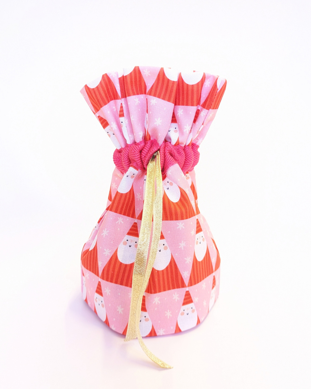 Santa Gold Drawstring Gift Bag SUPER SECONDS (OOAK)