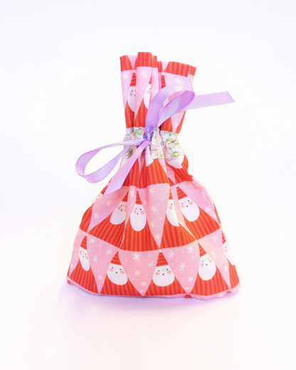 Santa Daisy Drawstring Gift Bag SUPER SECONDS (OOAK)