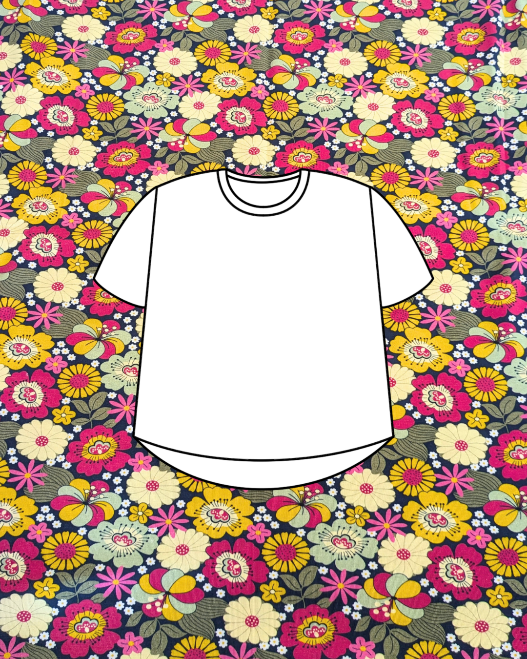 Flower Child Navy Cotton Jersey Fabric-pinclothing.co.uk-pinclothing.co.uk