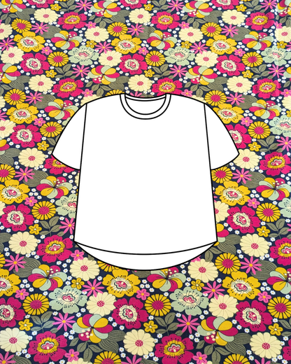 Flower Child Navy Cotton Jersey Fabric-pinclothing.co.uk-pinclothing.co.uk