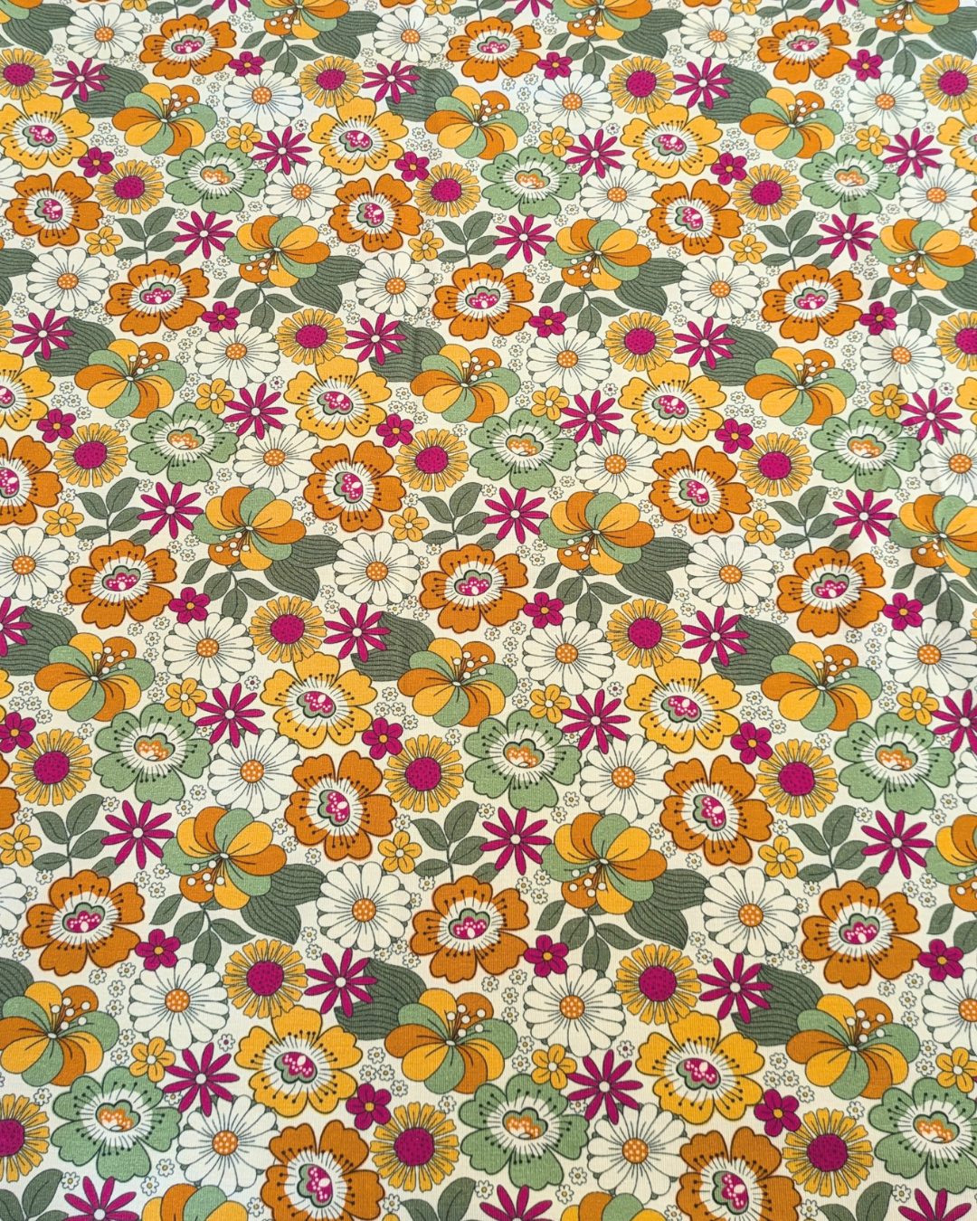 Flower Child Autumn Cotton Jersey Fabric-pinclothing.co.uk-pinclothing.co.uk