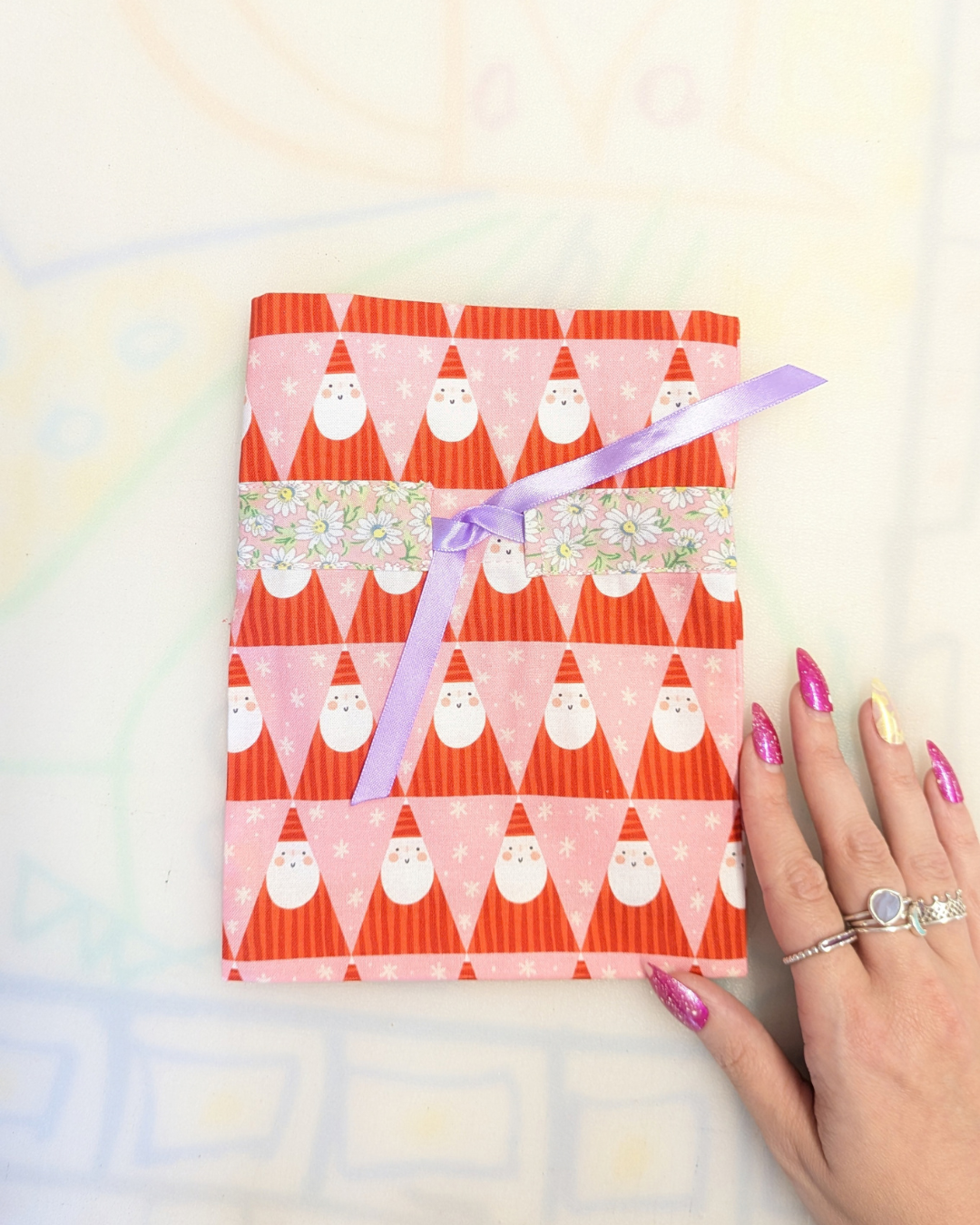 Santa Daisy Drawstring Gift Bag SUPER SECONDS (OOAK)