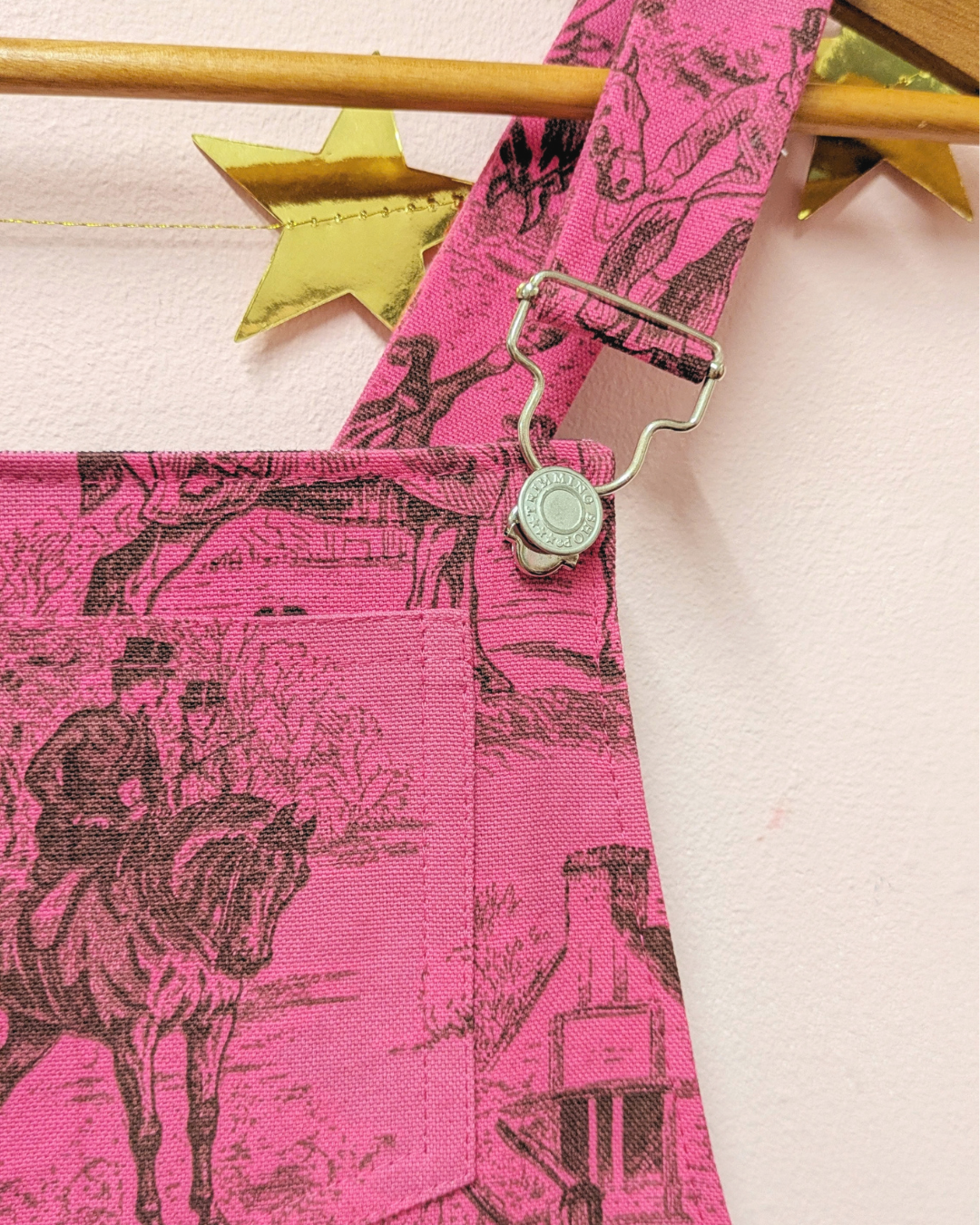 Pink Pastoral Horses Dungaree Dress-pinclothing.co.uk-pinclothing.co.uk