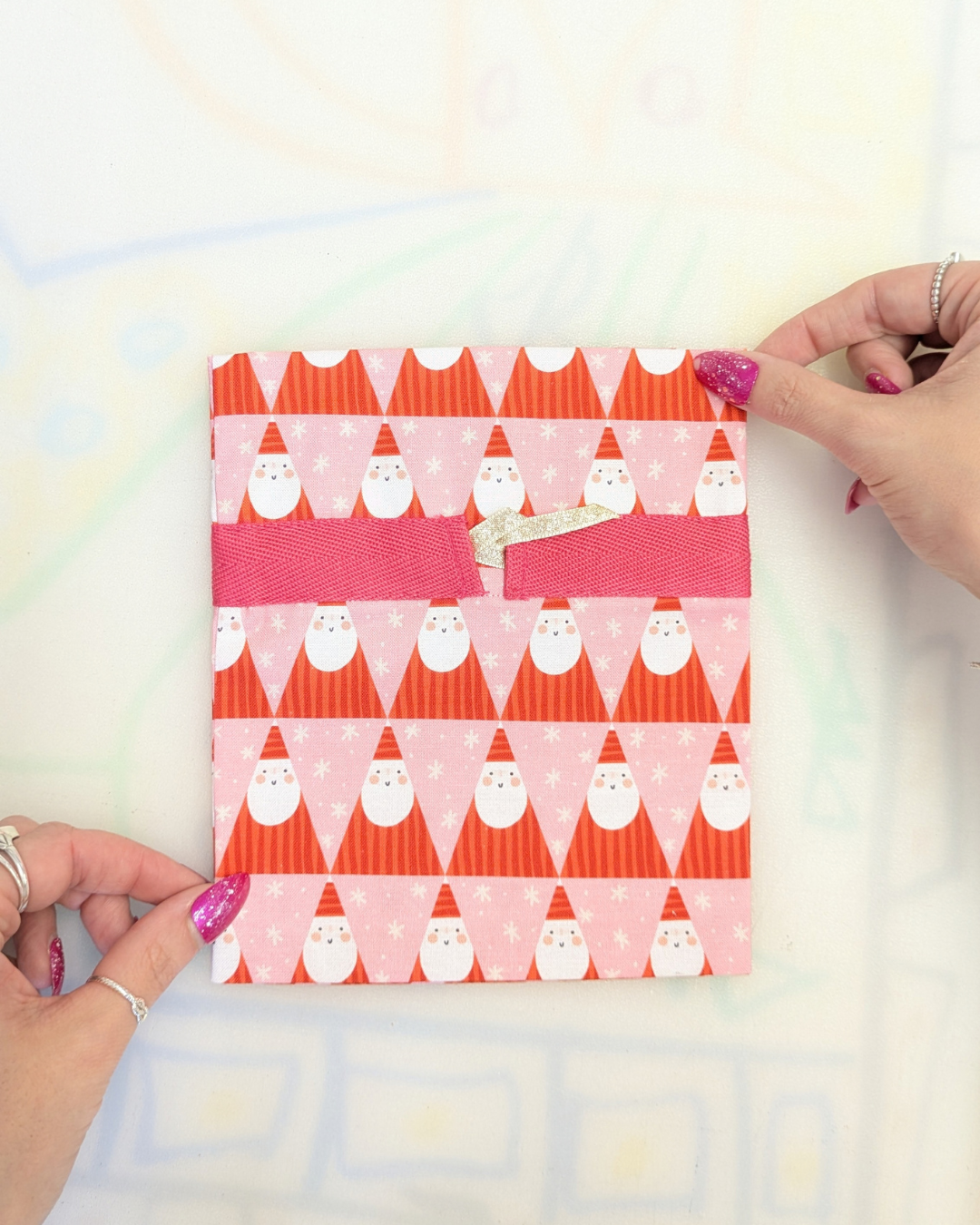 Santa Gold Drawstring Gift Bag SUPER SECONDS (OOAK)