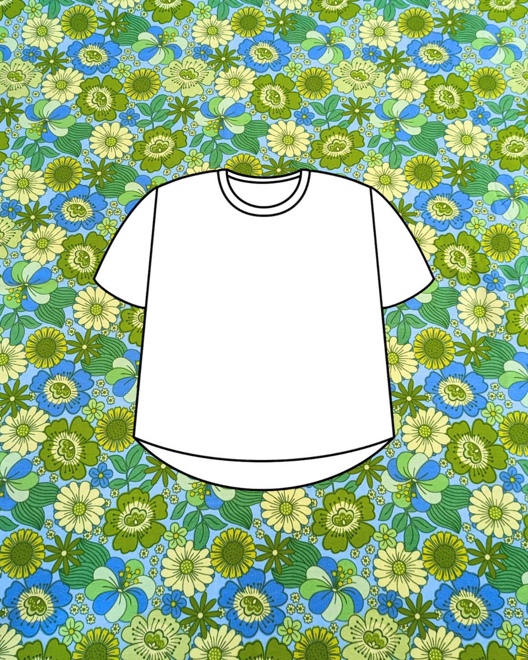 Flower Child Blue Green Cotton Jersey Fabric-pinclothing.co.uk-pinclothing.co.uk