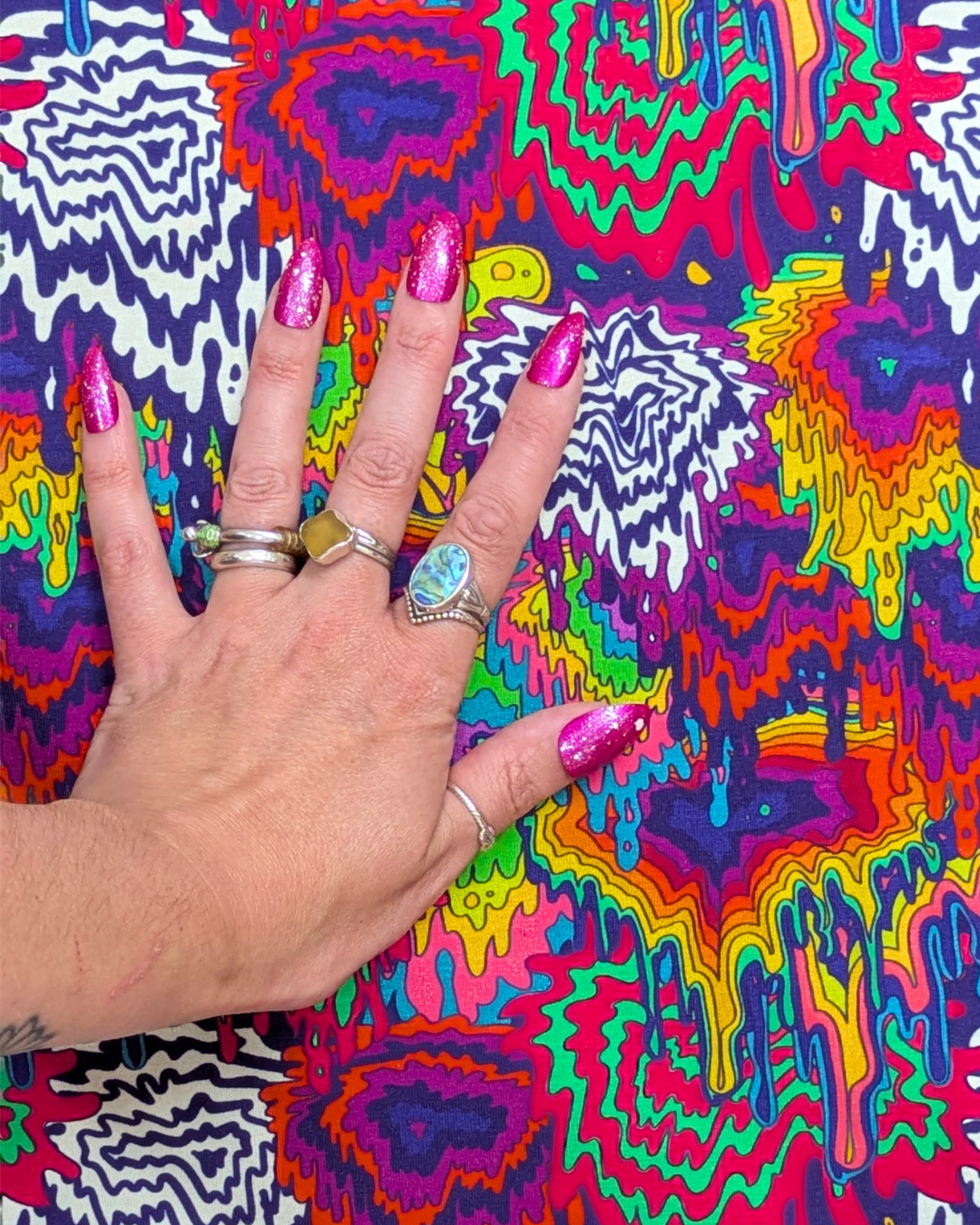 Trippy Rainbow Drip Printed Cotton Jersey