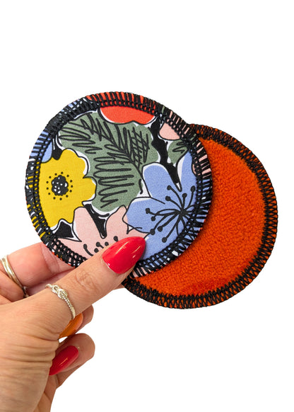 Retro Bloom Print Reusable Cotton Face Pads-pinclothing.co.uk-Soft-pinclothing.co.uk