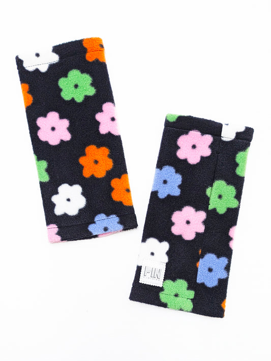 Arty Flowers Fleece Wrist Warmers-pinclothing.co.uk-pinclothing.co.uk